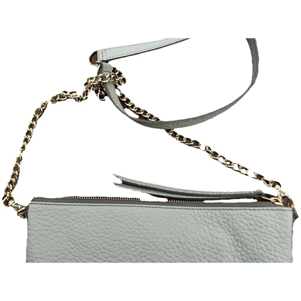 Fossil Sydny Chain Topzip Pastel Green ZB5702314 Leather Shoulder Bag/Clutch EUC